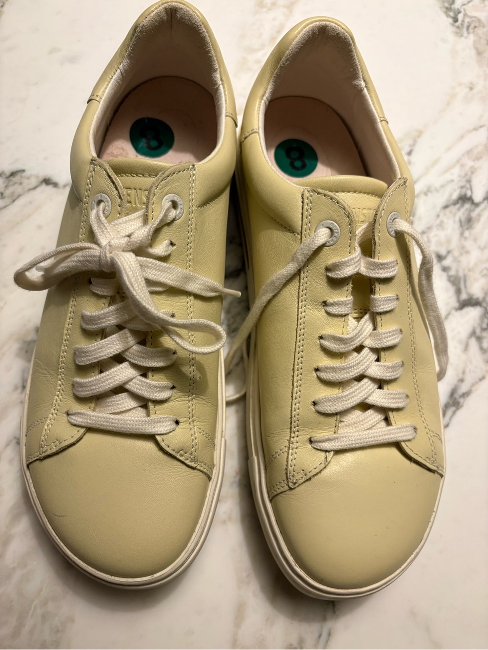 Birkenstock Pale Yellow Leather Low-Top Sneakers